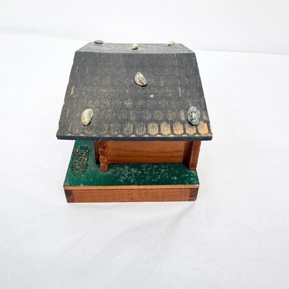 Vintage Wooden Swiss Musical Chalet Box Wood Cabin Dancing Ballerina Decor